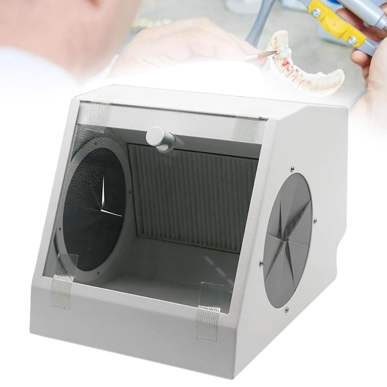 Collecteur de poussière dentaire avec LED et filtres, grande fenêtre, confinement efficace de la poussière pour laboratoires dentaires et ateliers