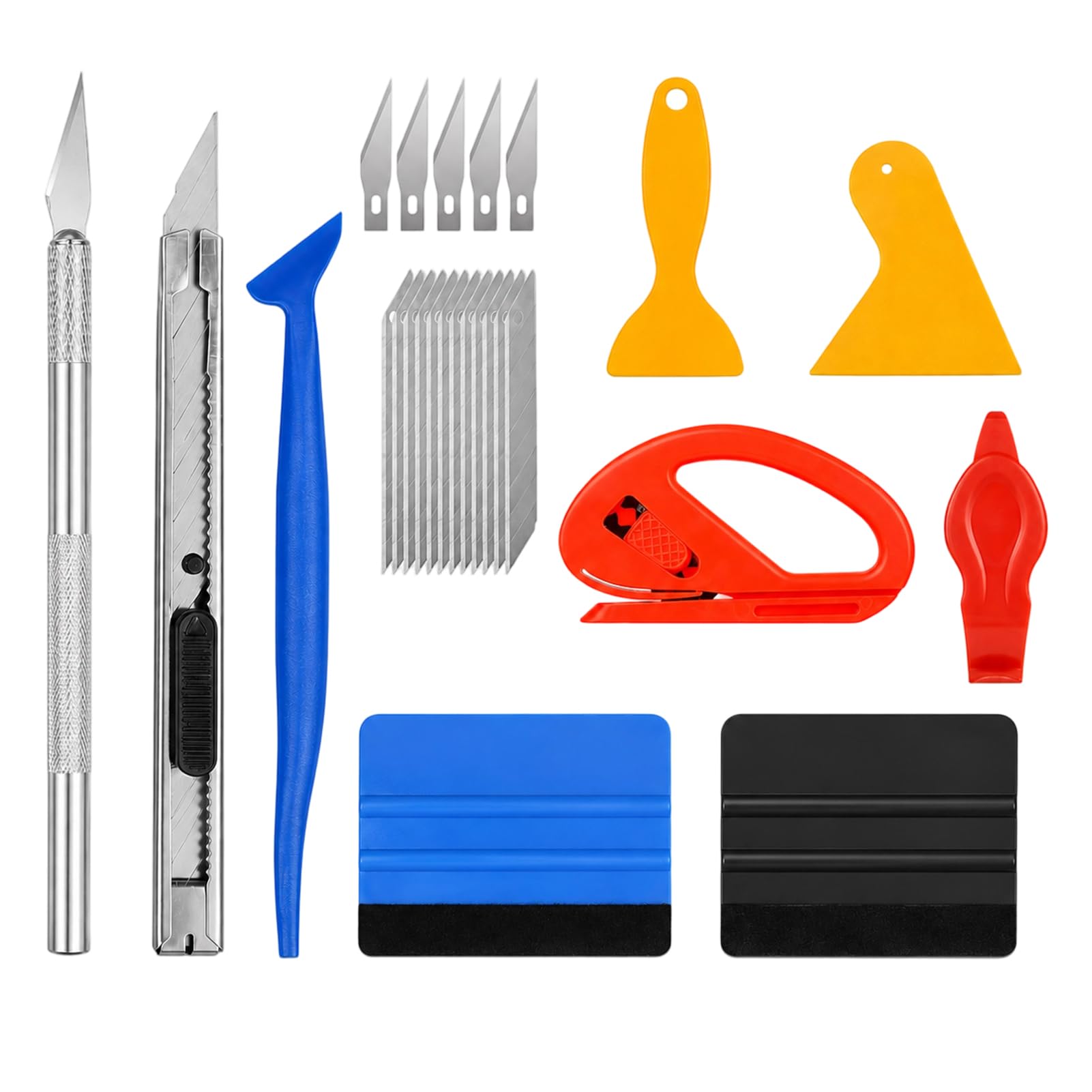 10 PCS Vinyl Wrap Tools Kit, Professional Wallpaper Smoothing Tool Set with Felt Squeegee, Vinyl Cutter & Trimmer, Window Tint Film Application Kit for Car Wrapping, Home Decals & Glass Tinting