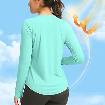 Terecey Tee Shirt Anti UV à Capuche Femme UPF 50 Haut de Jogging Manches Longues a Séchage Rapide de Course Randonnée Terecey Tee Shirt Anti UV à Capuche Femme UPF 50 Haut de Jogging Manches Longues a Séchage Rapide de Course Randonnée