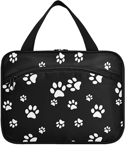 Neceser de viaje con estampado de pata de perrito, bolsa de aseo multifunción para cosméticos, bolsa de maquillaje para colgar en la ducha,
