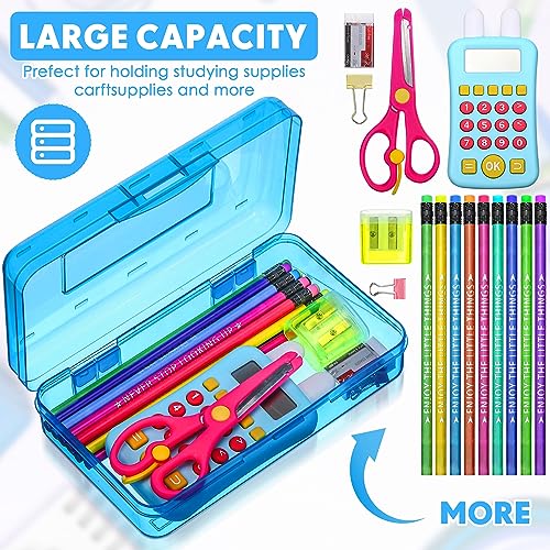 Image of Fainne 24 Pack Clear Plastic Pencil Box,Blue, Purple