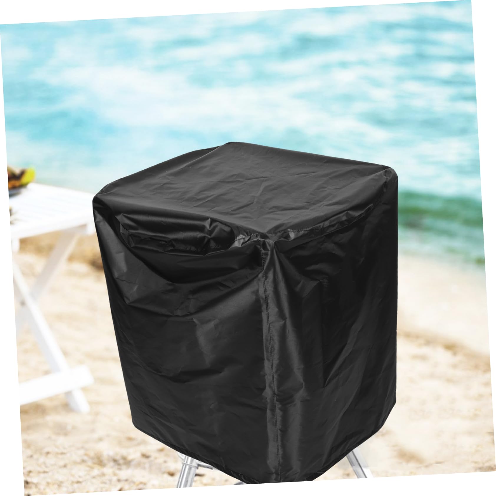 KOMBIUDA Funda para Parrilla Exterior Resistente al Viento y Plegable, Cubierta Portátil de Poliéster Negro para Barbacoa en Jardín y Cocina al Aire Libre