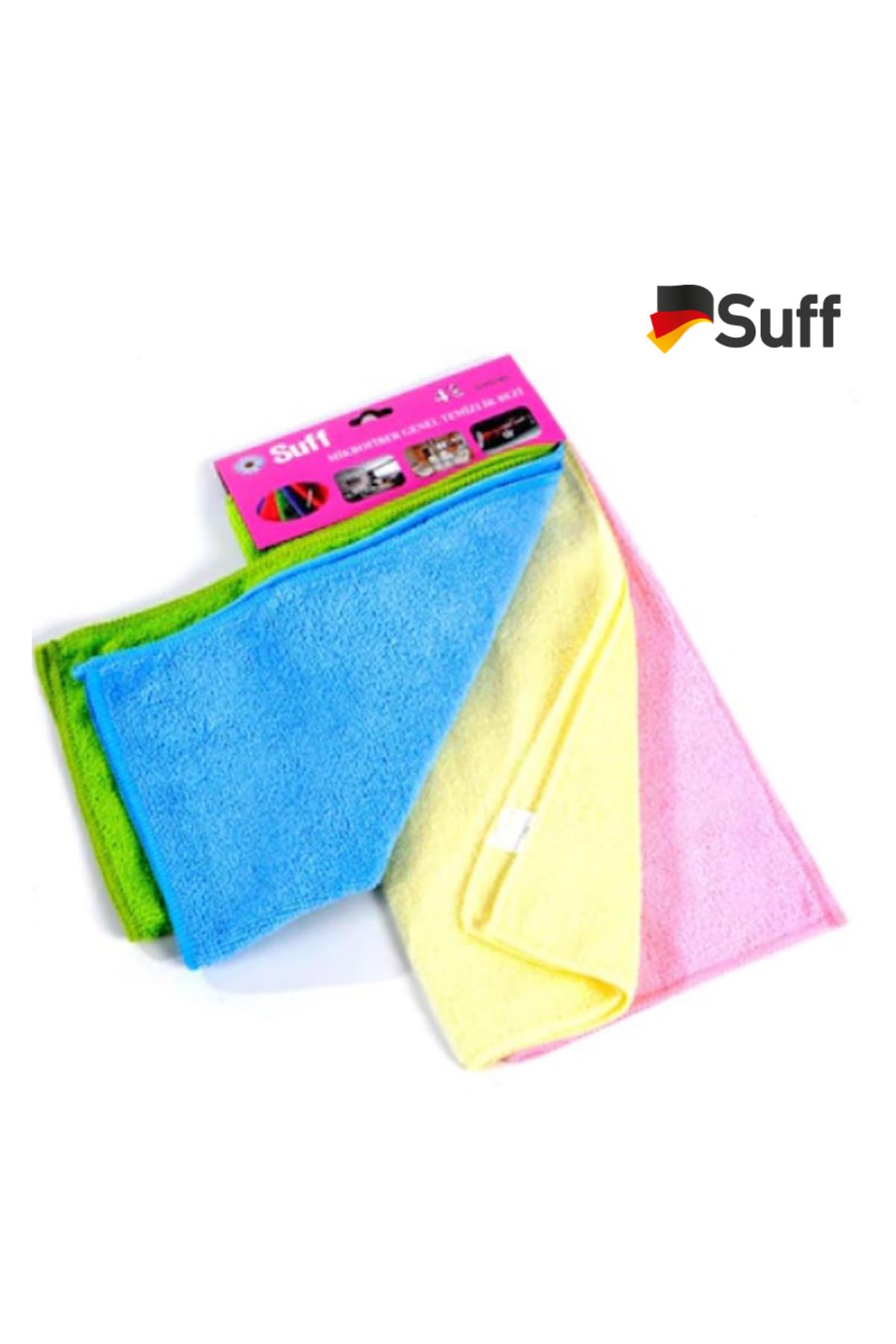 Suff 4'Lü Fırsat Mikrofiber Genel Temizlik Bezi (Gül) 32X32 Cm
