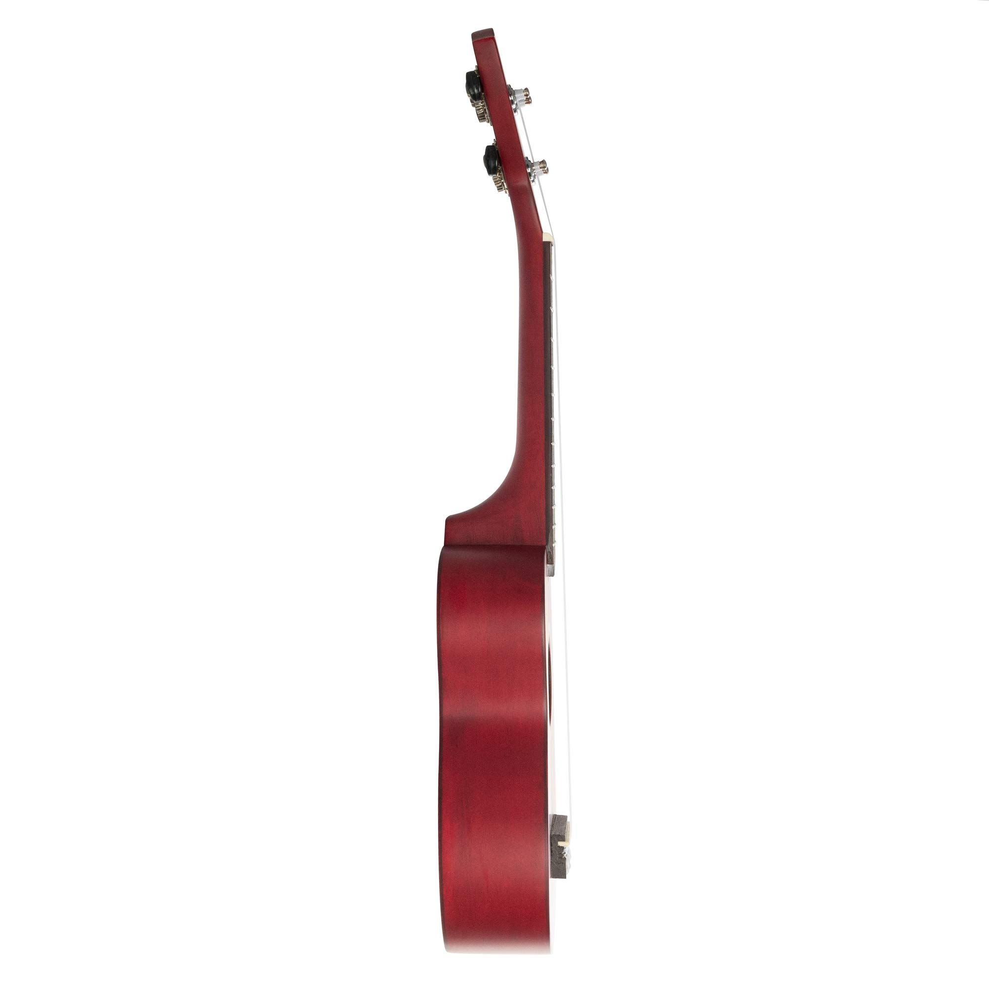 CASCHA Sopran Ukulele Set Niederländisch - für Kinder & Erwachsene I Starter Kit mit 3 Plektren Tasche holländisches Lehrbuch mit DVD Stimmgerät I Aquila Saiten Nylon I Kleine Hawaii Gitarre Rot