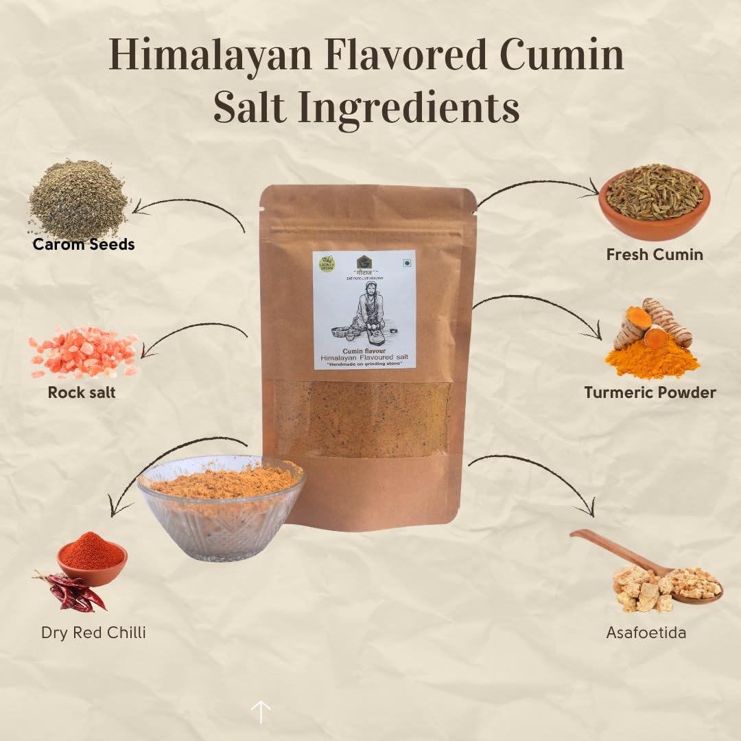 Gauraaj Handgrounded Cumin Flavored Salt – 100g | Organic Himalayan Pahadi Pisyu Loon Seasoning/Jeera Namak | Low Sodium & Full Flavor | No Preservatives & Chemical Free | Sourced from Uttarakhand - Image 4 thumbnail