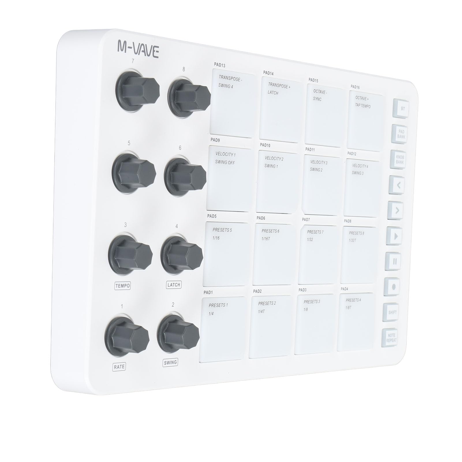 Naroote Controller MIDI Wireless Portatile, Macchina per Beat Maker USB con 16 Pad Batteria RGB e 8 Manopole Assegnabili, Pad MIDI, Ideale per la Produzione Musicale