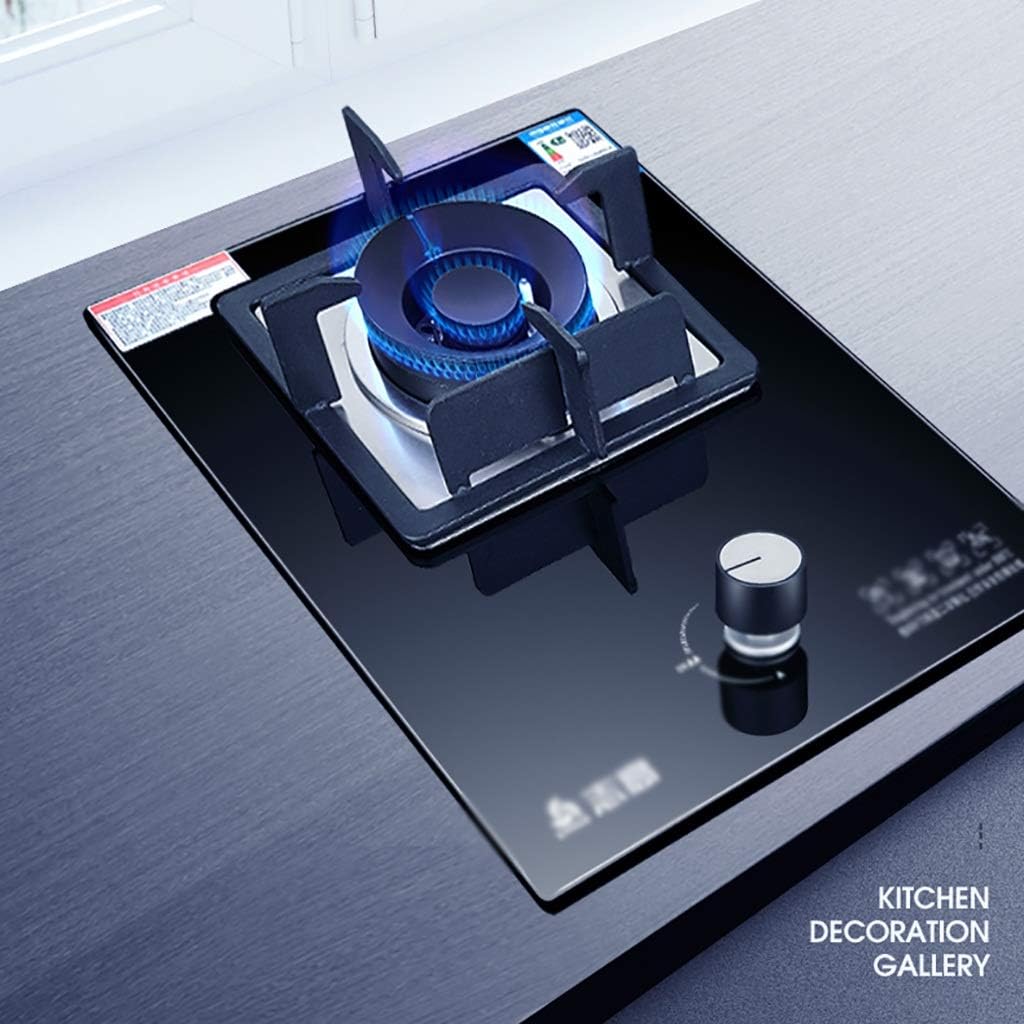 Built-In Gas Cooktop|Table-Top Single Stove|4.8Kw Fierce Fire|Black Crystal Explosion-Proof Glass Panel And Cast Iron Stove Stand (D LPG) (B NG)