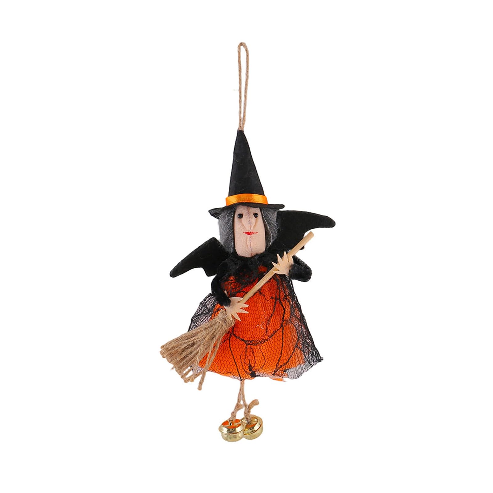 Elnwnnkc Halloween Party Witch Broom Ornament Comfortable Cloth Halloween Decoration Item for Door Window Ornamentation