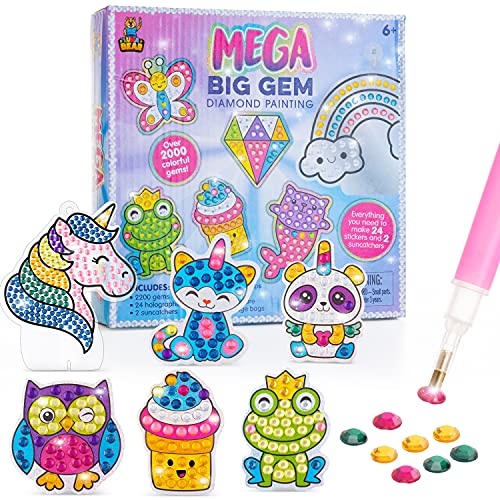 Luna Bear Kids Diamond Painting Kits - Big Gem Art Kits for Kids Ages 6-12 â€“ Great Gift and Creative Gem Painting Kit with Suncatchers and Big Colorful Gem Stickers for Girls and Boys