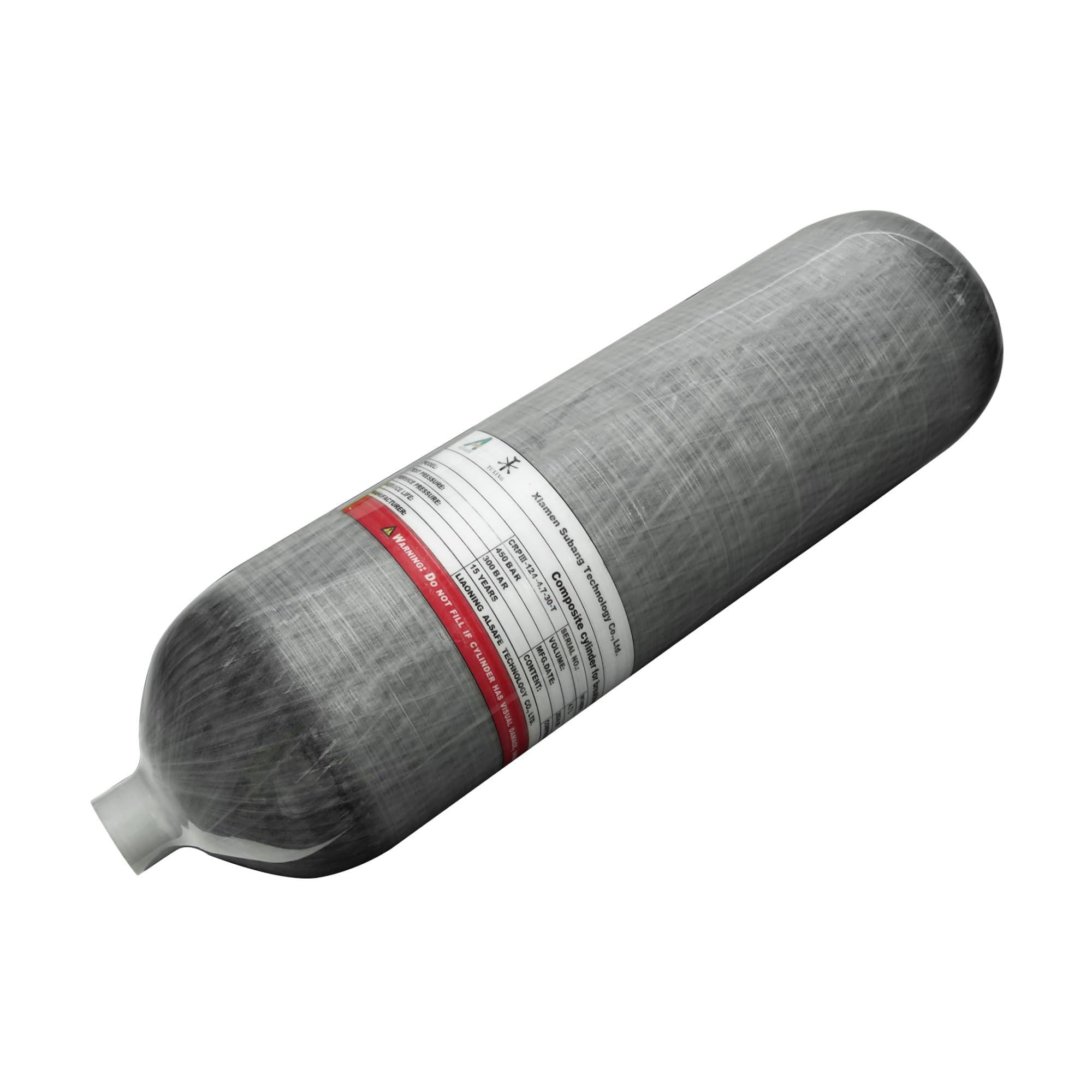 TUDIVING 4500Psi Kohlefaser-Tauchflasche (Nicht DOT-Zertifiziert) 4,7 l 286 cu in 4700 cm³ Hochdruck-Verbundzylinder, Tauchflasche für Schnorcheln und Wassersport