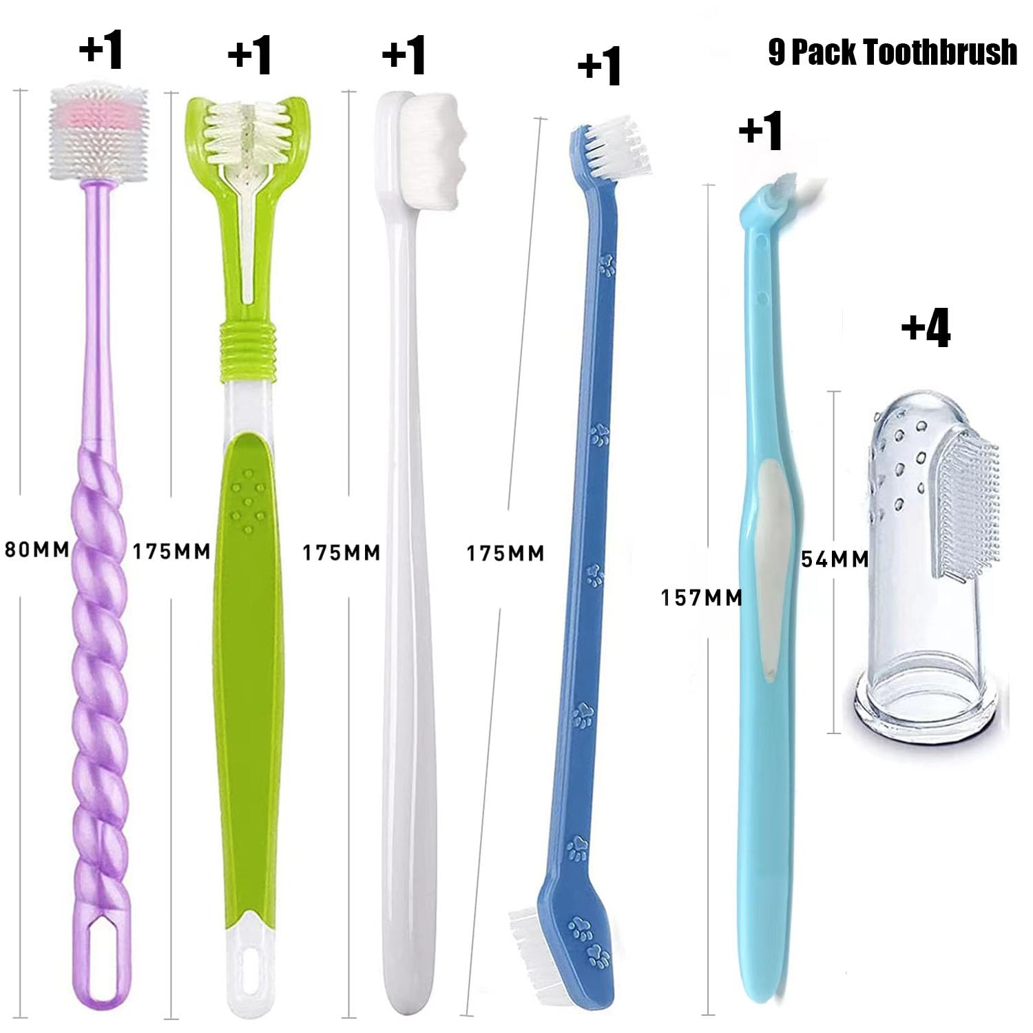 Dog Toothbrush, 360 Degree Finger Toothbrushes, Triple Head Toothbrushes, Double Head Toothbrush,Cleaning Brushes for Dog Cat Oral Dental Health (Blue, L) - image 5
