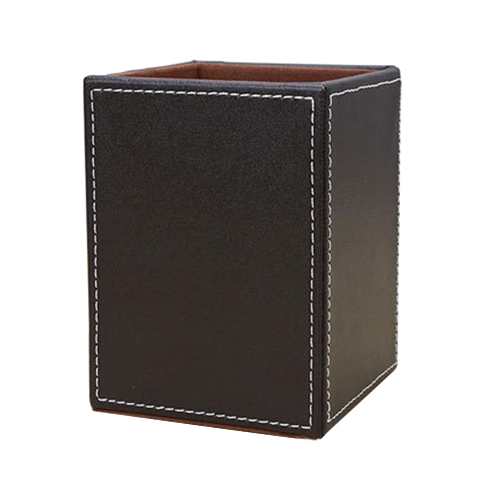 CRFFZ Pen Holders Makeup Brush Container Square Pencil Holders for Home and School Leather Pencil