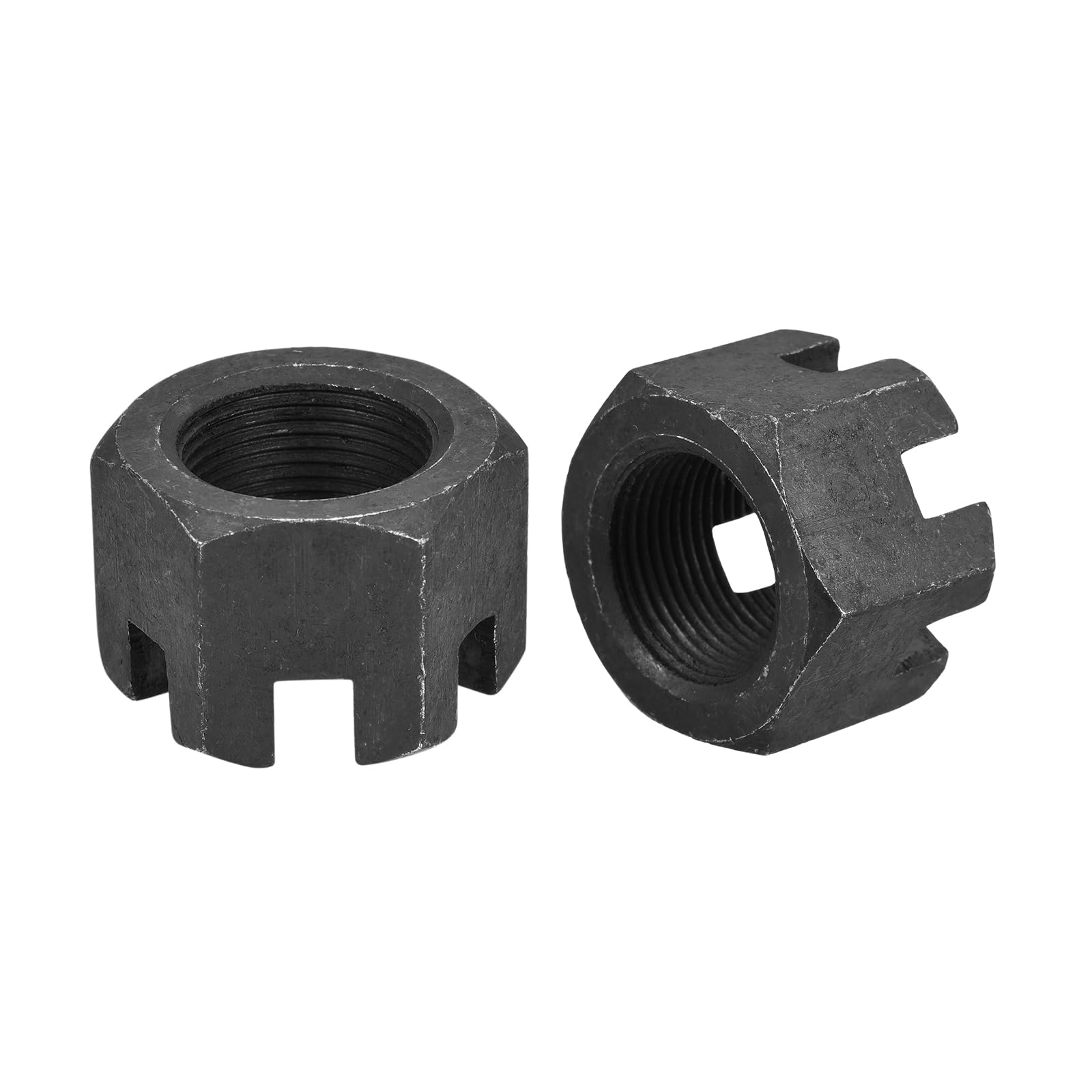 QUARKZMAN M24x1,5mm Écrou Hexagonal Fendu, Écrous Hexagonaux en Acier au Carbone de Qualité 4,8, Noir, 4 Pièces