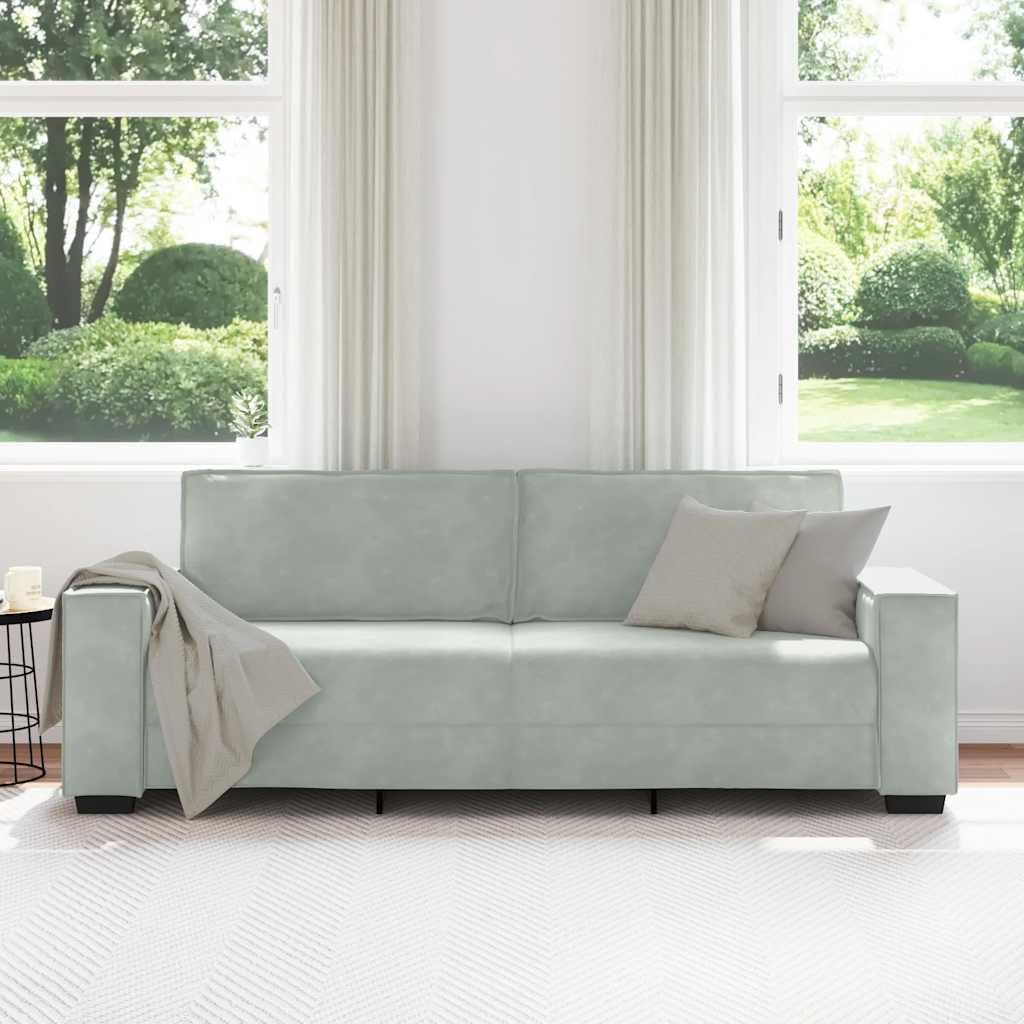 Sofá de 3 plazas Terciopelo Gris Claro 220x78x84 cm