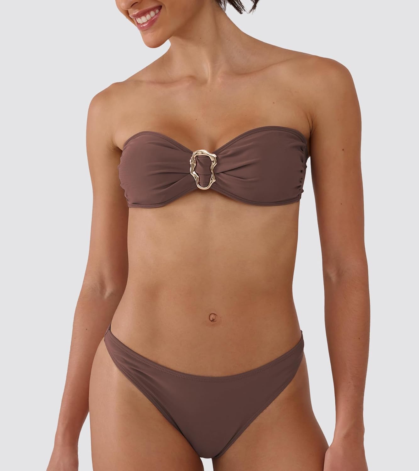 Women's Strapless Bandeau Bikini Sets High Cut Cheeky 2 Piece Swimsuit Bestselling Bathing Suit - Image 2