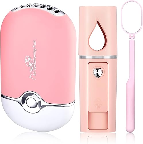 3 unidades, Nano Mister para extensiones de pestañas, mini ventilador USB para extensiones de pestañas, espejo de pestañas de mano, vaporizador