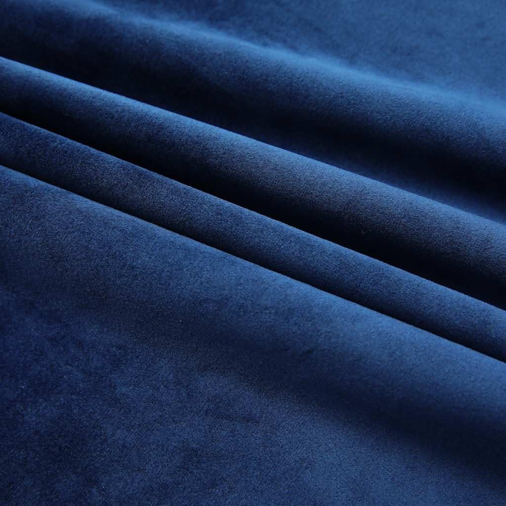 Lot de 2 rideaux occultants en velours bleu foncé - 140 x 245 cm - Avec crochets en métal - Brise-vue et protection solaire - Pour salon, chambre à coucher