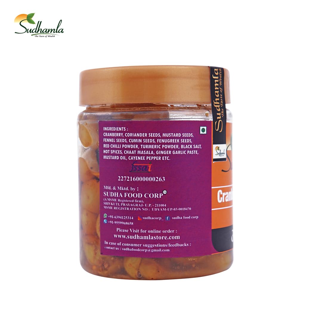 Sudhamla Cranberry Kalonji Pickle - 100 gm | Exotic Indian Fruit Pickles | Innovative Pickled Fruits | Less Oil Achar 1