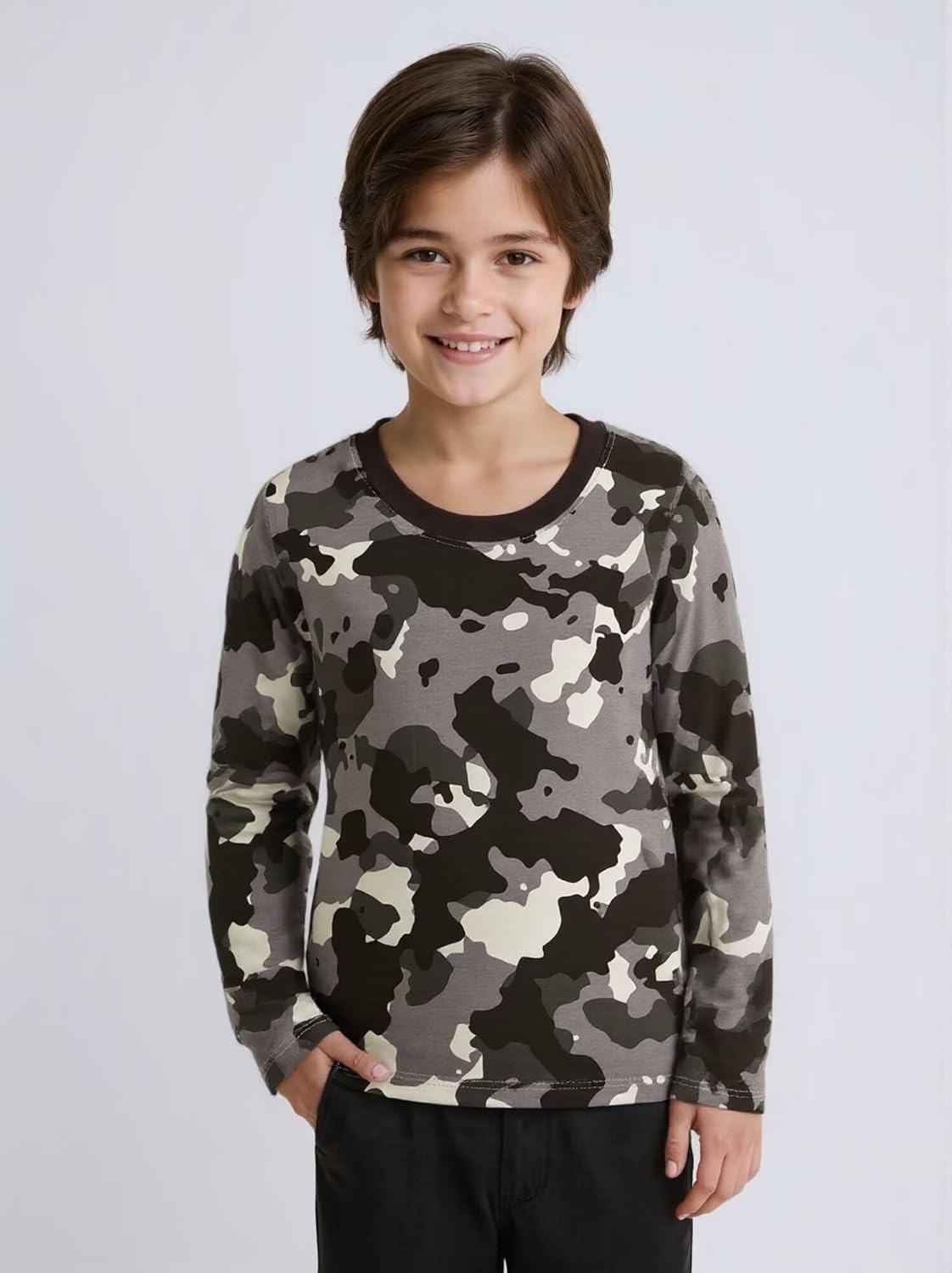 Huata 2 Packs Boys Girls T-Shirt Long Sleeve Crewneck Tee - Image 3