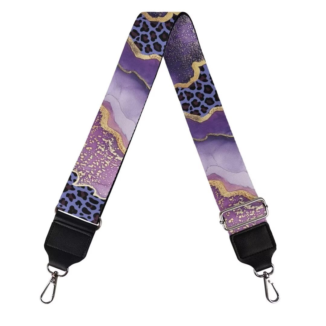 Coldinair Leopard Print Replacement Shoulder Strap for Women Lady Purple Marble Handbags Bag Straps Wide Straps for Luggage, Crossbody Strap,Guitar Strap for Purses