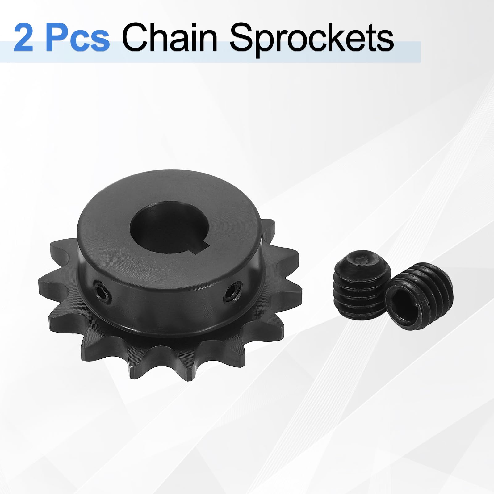 QUARKZMAN 2 Pcs #40 Cadena Rodillos Piñón 15 Dientes Y Orificio 3/4", Acero Al Carbono C45 ANSI #40 Piñón Para Cadena Rodillos Agujero Redondo Y Tornillos Fijación Para Cadena ISO 08A