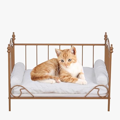 Miniatura 3 de Sofá cama para perros, cama para gatos, sofá con marco de metal, camas para mascotas con funda lavable, sofá mediano para perros para descansar