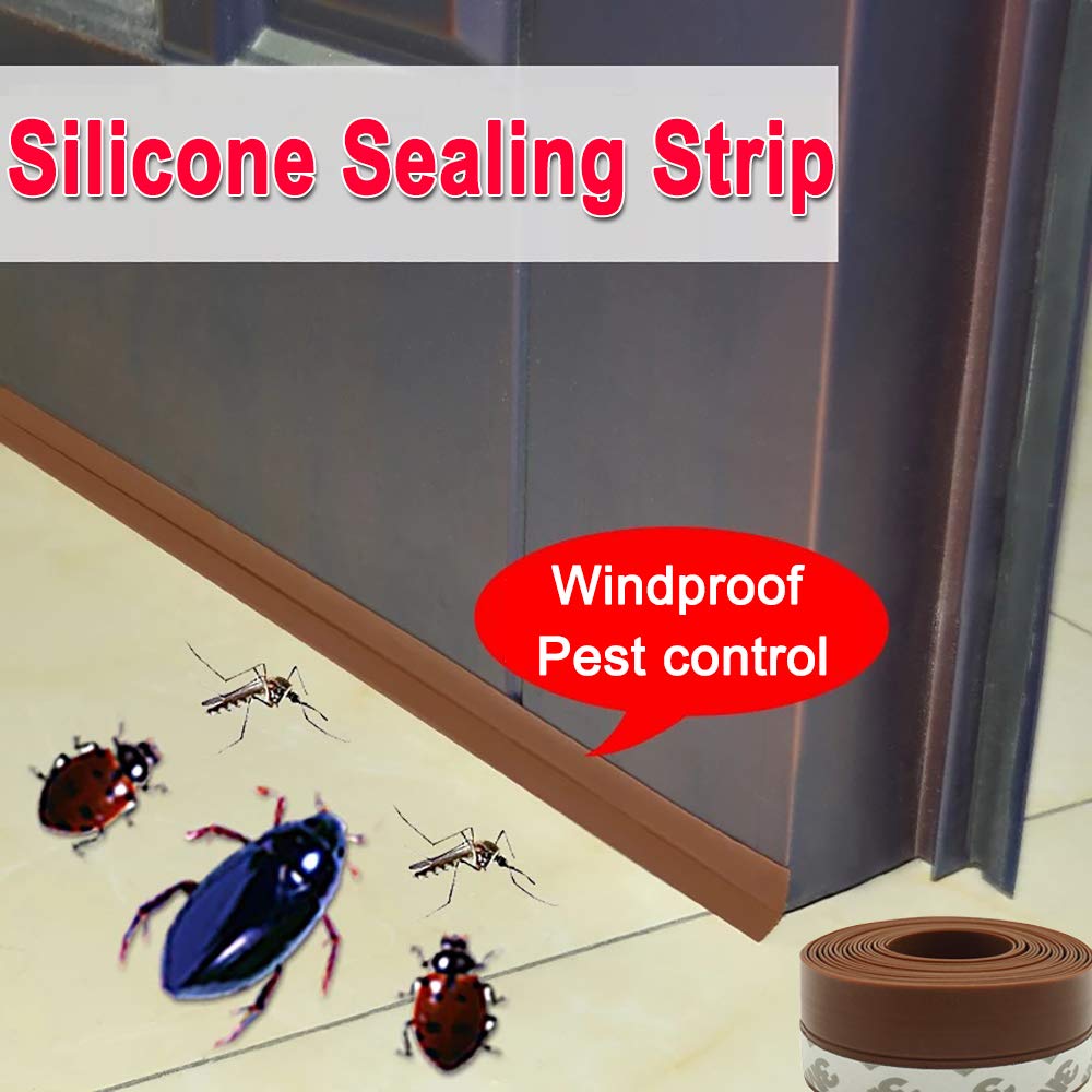JEMESI Sigillante Autoadesivo, Porta Guarnizione Inferiore, Striscia Sigillante in Silicone Autoadesiva per Porte e Finestre,Insonorizzato, Weather Stripping, 10mx35mm (Marrone）