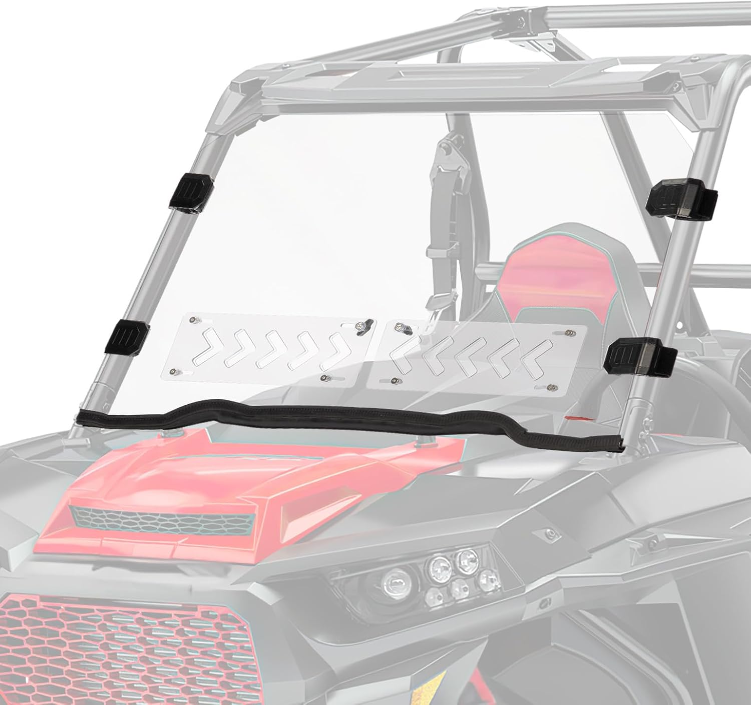 KEMIMOTO 14-18 XP 1000 Front Windshield 2-IN-1 Vented Pre-Installed Rubber Strip, Compatible with 2014-2018 Polaris RZR XP 1000 / RZR 900 / XP Turbo, Hard-Coated PC Less Fog UTV Full Window