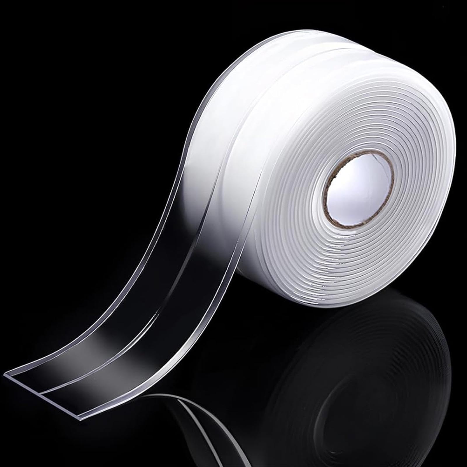 Ulmervion Clear Self Adhesive Bathroom Sealant Strip - 11 Ft Transparent Tape for Bathtub, Toilet and Shower Corners