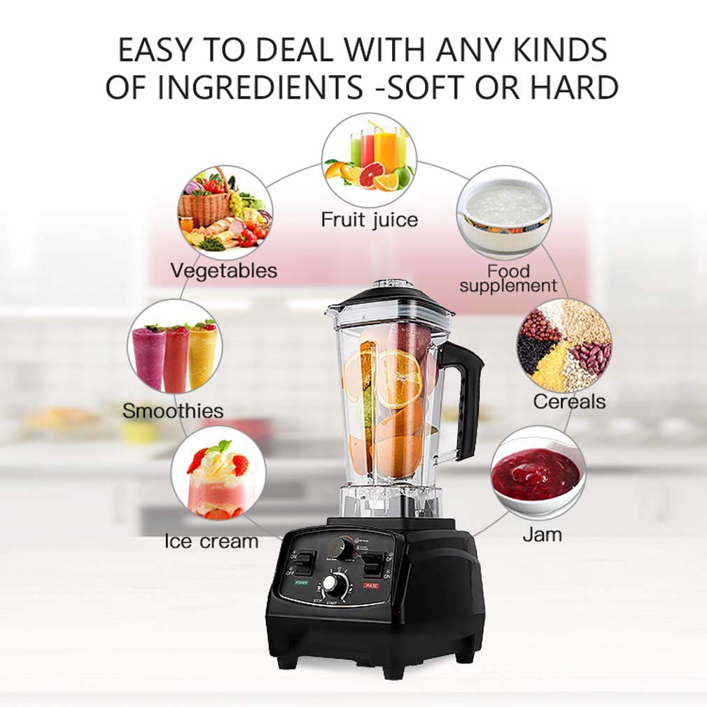 Blender Mixeur Multifonctions, Smoothie Blender Chauffant Blender Mixeur Puissant avec 2200W Mixeur Smoothie Et Milk-Shake avec 6 Lames en Acier Inoxydable Et 2L sans BPA Jarre, Noir