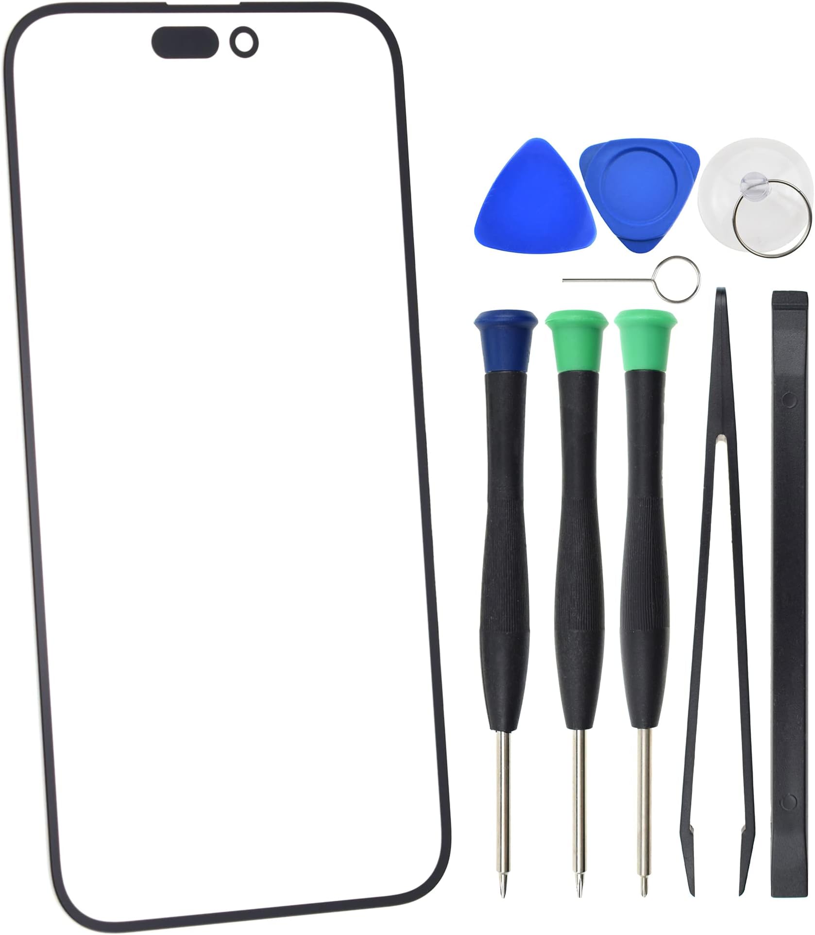 Sunrise glow Outer Front Glass Cover Screen Replacement for iPhone 14 Pro Max with Installed Optical Clear Adhesive Black 6.7"