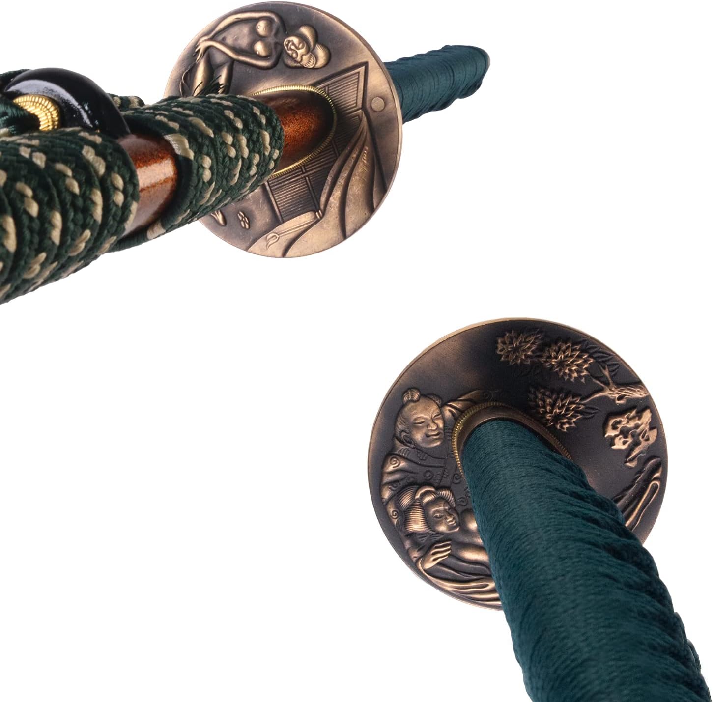 BADAO- Handmade Gold Katana 41 inch Damascus Folded Steel, Practical Battle Ready Katana, Japanese Samurai Sword, Full Tang Dynasty,