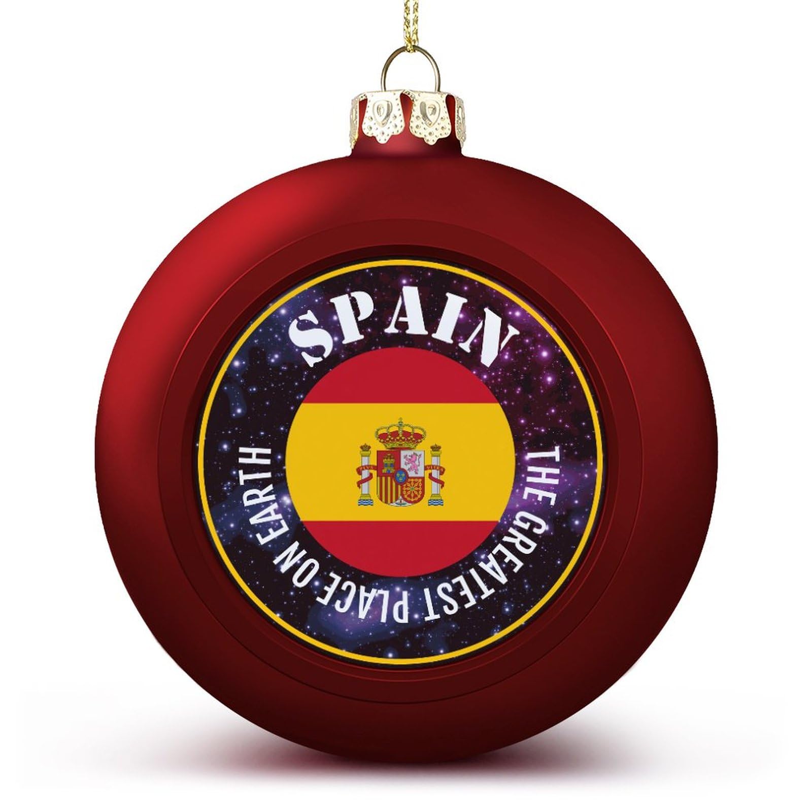 Luijorgy Men's Spain Red Christmas Ball Ornats, Flag Ball Ornat, National Flag Xmas Ornats For Christmas Tree New Year Seasonal Holiday Decoration Xmas Gifts For Friends