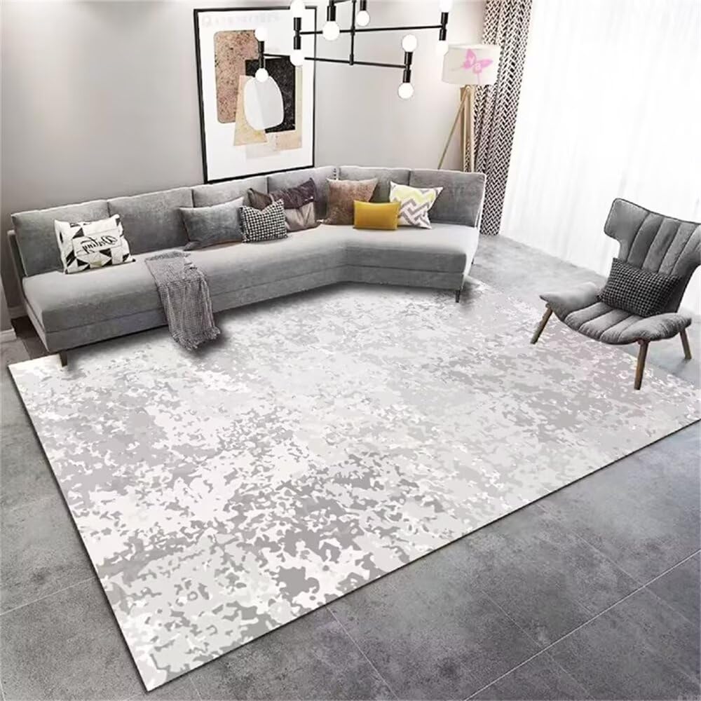 Tapis de salon gris 120x120 cm doux et minimaliste