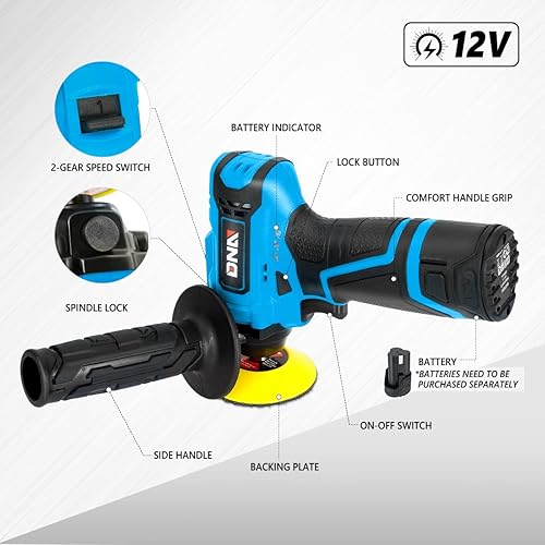 Miniatura 2 de DNA MOTORING TOOLS-00167 - Juego de herramientas de pulido inalámbrico de 12 V, velocidad de 2 velocidades para detalles de automóvilespulido de