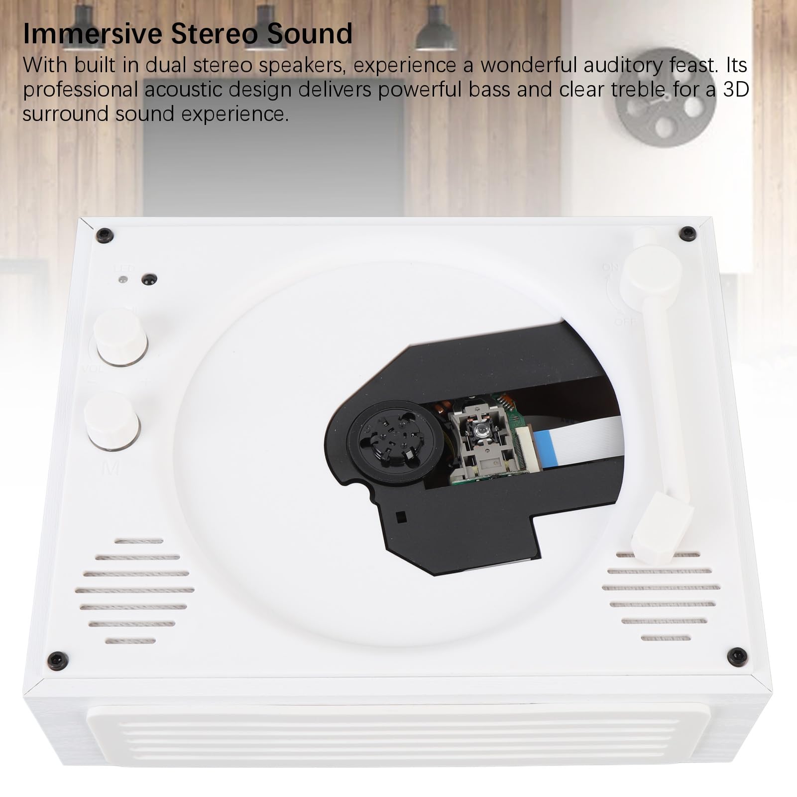 Elprico Przenośny Odtwarzacz CD Bluetooth, Podwójne Głośniki Stereo CD z Pilotem do Odtwarzania USB Mp3 i Użycie Pulpitu Domowego