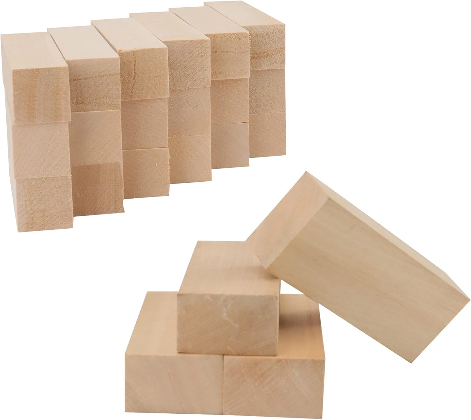JOIKIT 22 PCS 2 Sizes Basswood Carving Blocks, Unfinished Wood Blocks