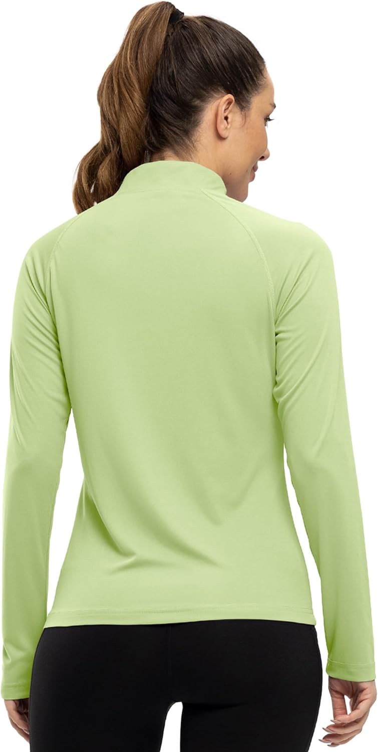 BASUDAM Women's Workout Shirts Quick Dry UPF 50+ Sun Protection Long Sleeve Quarter Zip Pullover Athletic T-Shirts - Image 2