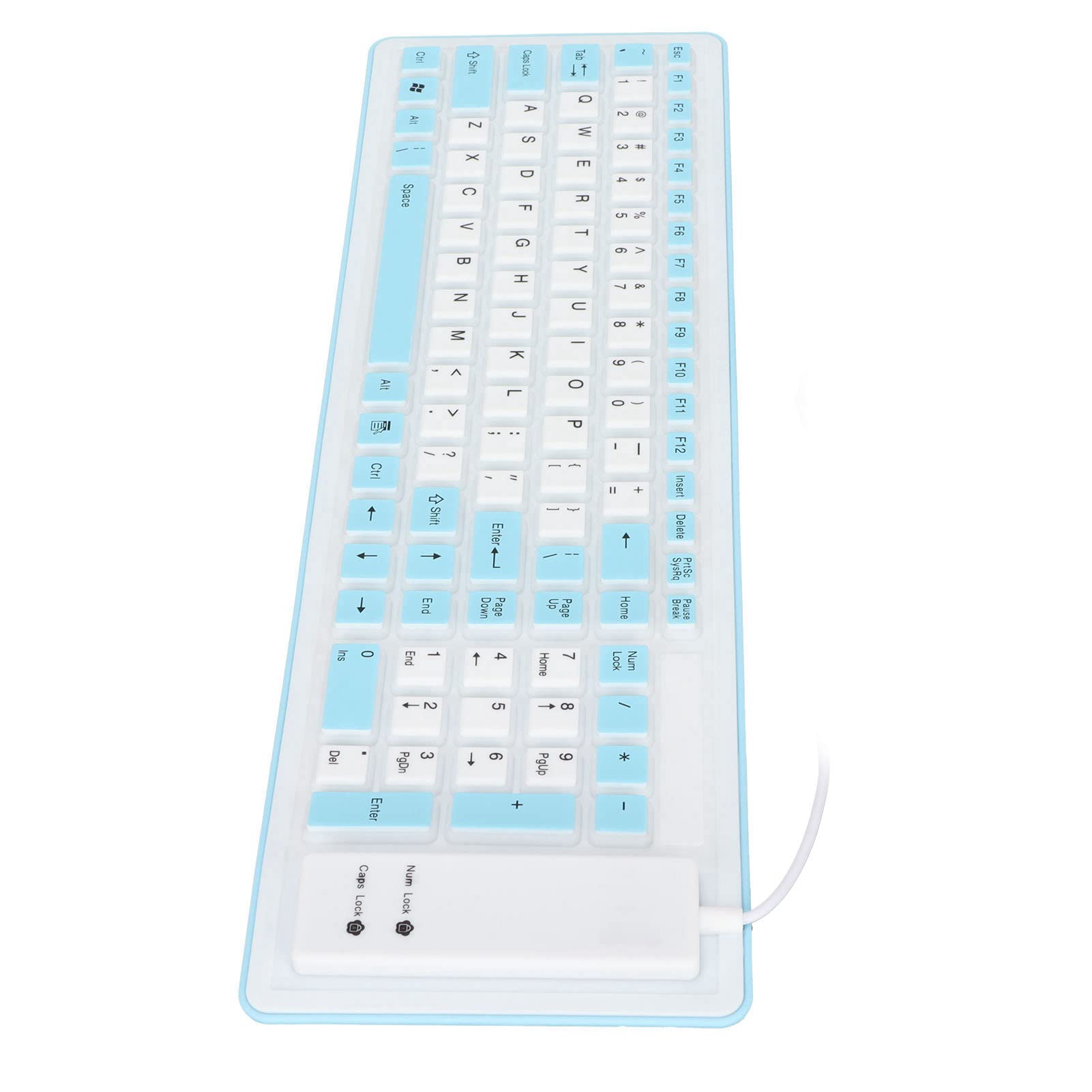 Tastiera pieghevole in silicone tastiera retrattile flessibile, 103 tasti impermeabile, antipolvere, cavo USB, silenziosa, tastiera touch morbida per notebook PC laptop (blu)