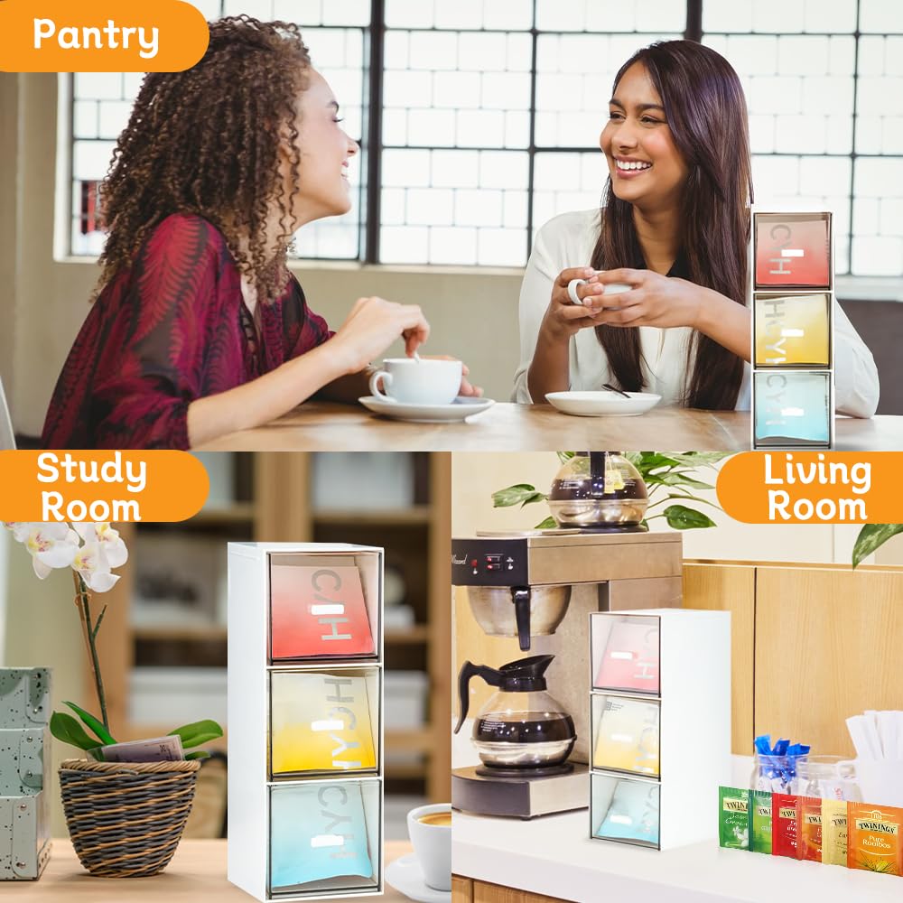 DIBALIYI 1PCS Plastic Tea Box, Clear Lid Tea Bag Storage, Easy Access Tea Bag Organiser - Image 4