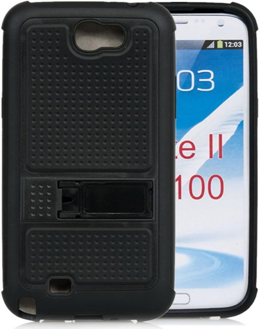 iSee Case Galaxy Note 2 Case, Heavy Duty Dual Layer Hybrid Protective Cover Case for Samsung Galaxy Note 2 II N7100 (Note2-Pastel) (Solid Black)