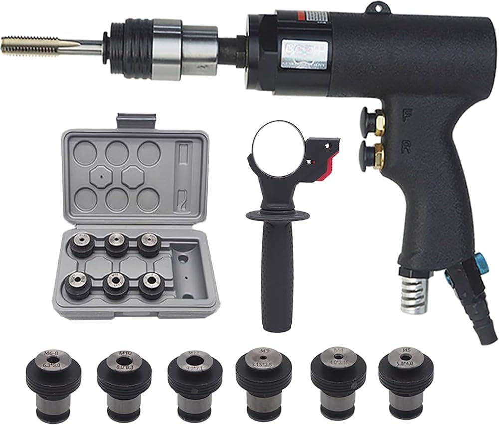 Tappatrice pneumatica, Tapper pneumatica per maschiatura acciaio, ferro, rame, alluminio, plastica, pistola pneumatica M3-M12, Strumento di maschiatura per trapano resistente