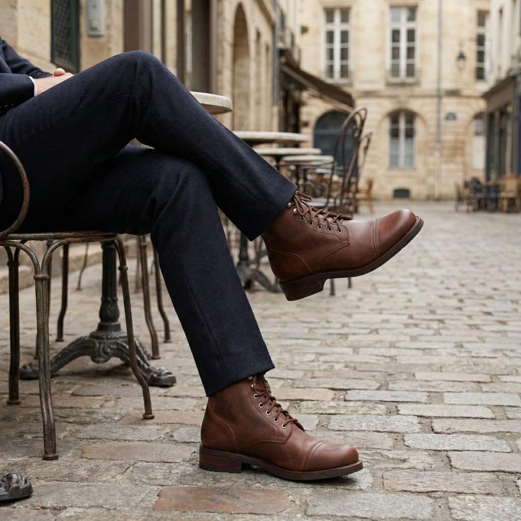 SUREWAY Mens Casual Leather Dress Boots | 6 in Lace Up Ankle Boots - Slip on Chukka Boots Classic Comfort Oxford Fashion Chelsea for Mens Walking Comfort (Office,Casual,Driving,Work,Dress) - Image 2