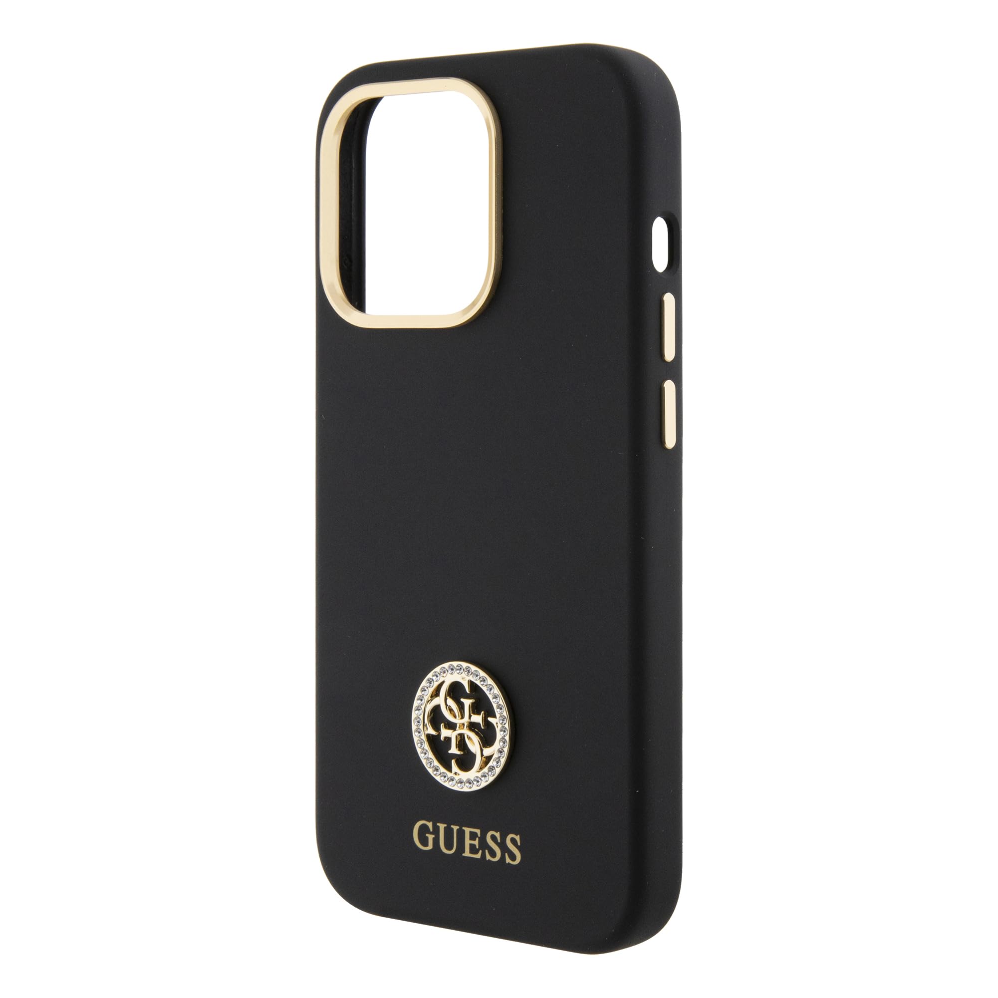 CG MOBILE Guess - Custodia per iPhone 15 Pro Max, in silicone, con logo 4G, antigraffio, resistente alle cadute, antiurto, protezione completa e sottile, colore nero