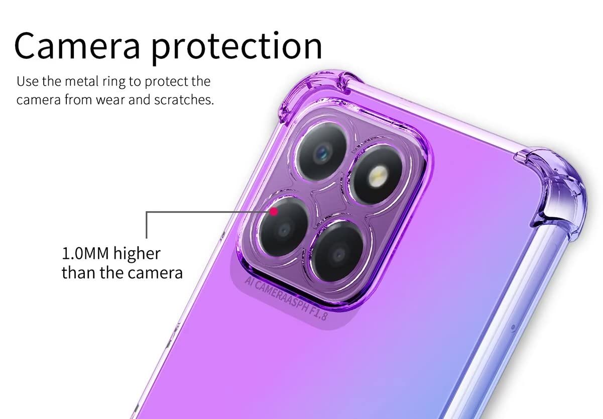 JIAFEI Custodia Per Honor X6 / X8 5G - Cover In Vetro Temperato Con Colore Sfumato E Bordo TPU