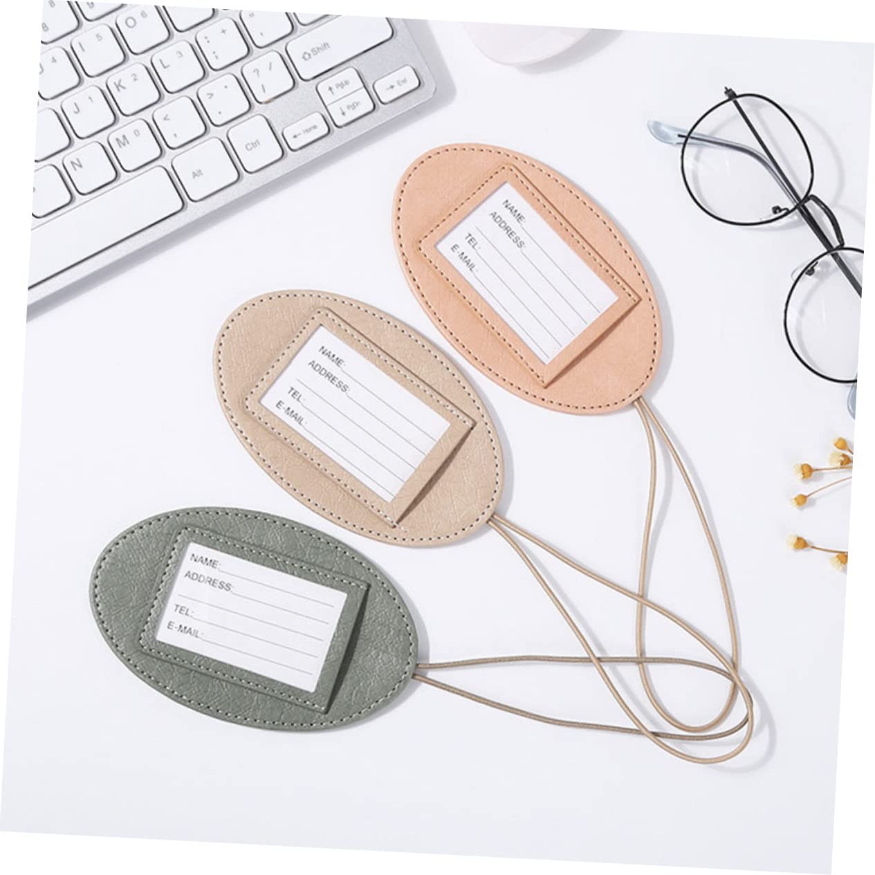 Healeved 3 Set Etichetta Bagaglio in Pelle Etichetta Di Identificazione Del Bagaglio Etichetta Della Carta D'imbarco Etichette Etichetta Bagaglio Portatile Pelle Sintetica 3 Pezzi*3