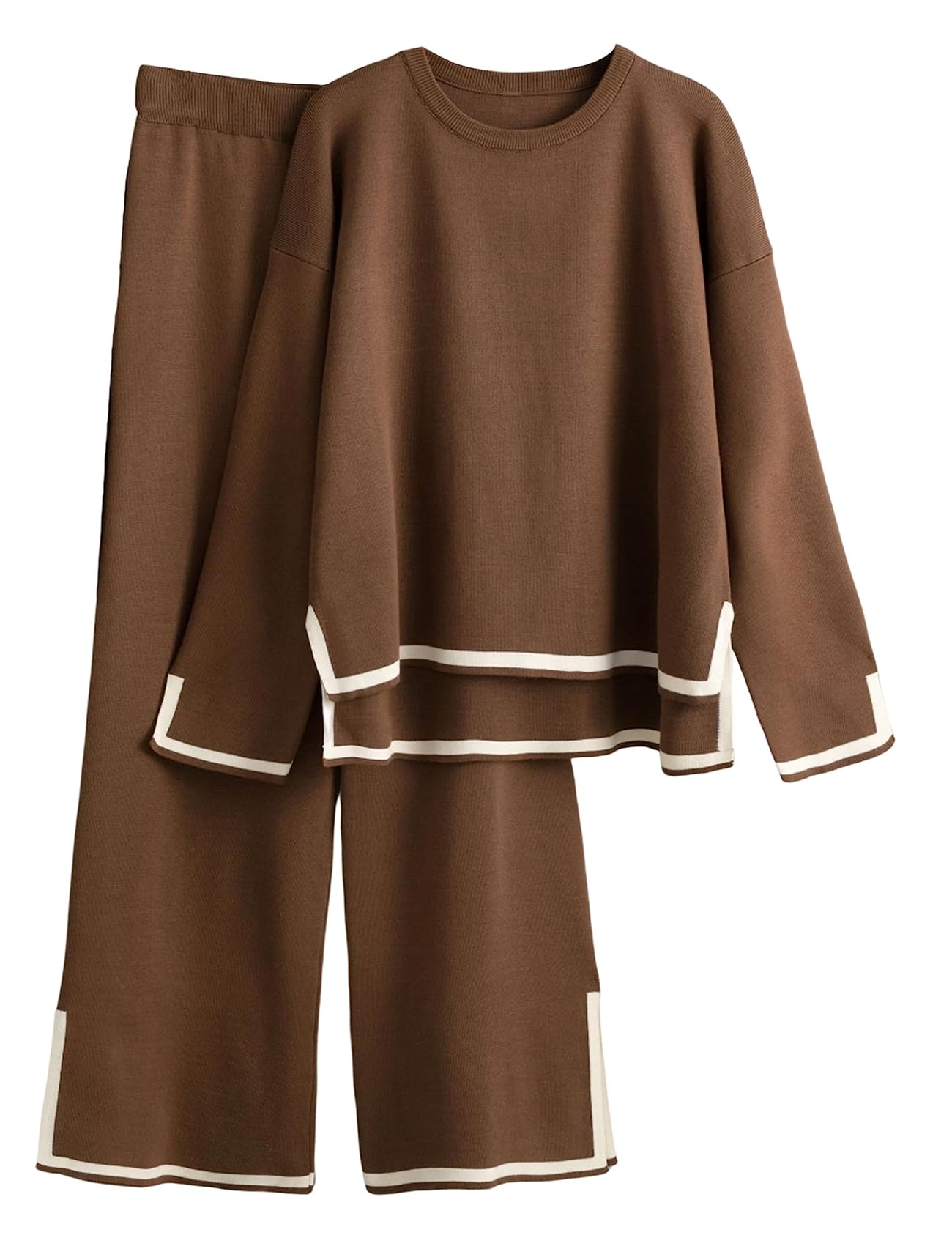 WyeysytWomen Sweater Set 2 Piece Outfits Long Sleeve Knit Pullover Tops Wide Leg Pants Lounge Sets Tracksuits