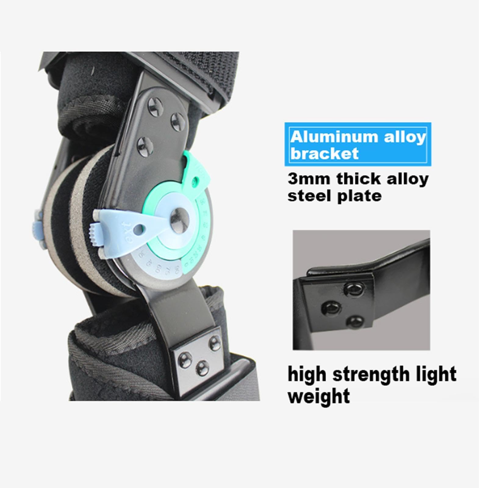 Rodillera con Bisagras, Inmovilizador de Rodilla Ajustable con Diales de Bloqueo y Estabilizadores Laterales, Alivio Efectivo de ACL, Artritis, Dolor de Tendinitis, para Hombres y Mujeres,M