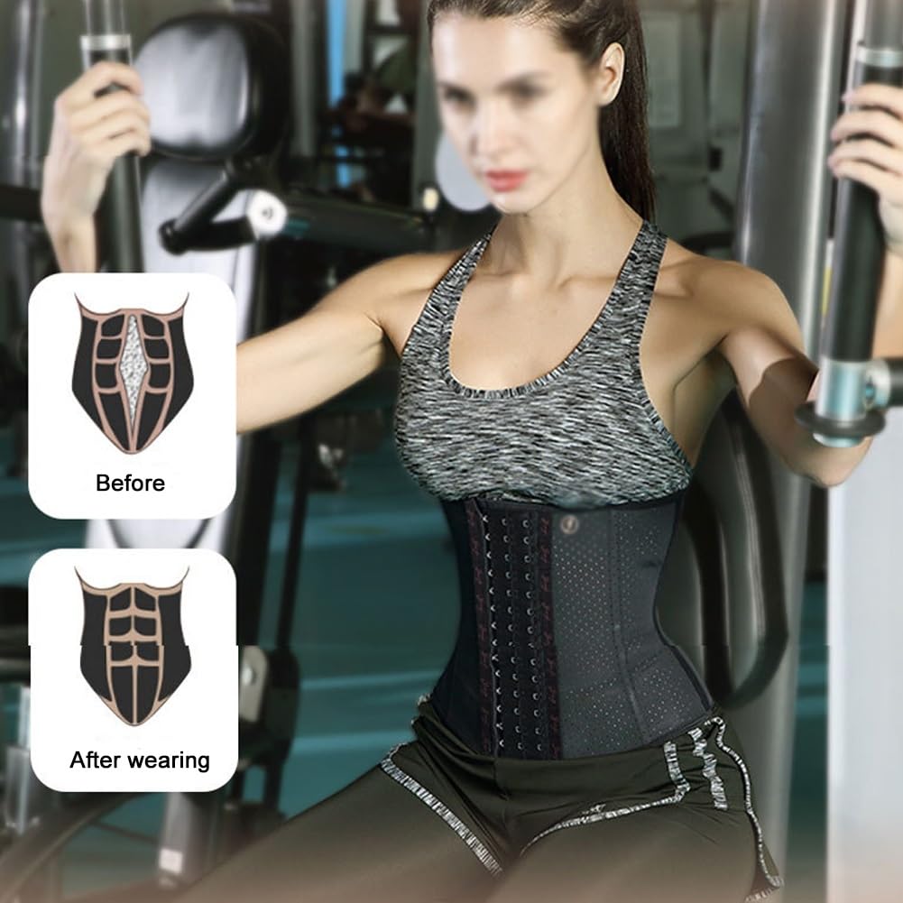 Ceinture de fitness, silhouette de sablier, ceinture de perte de poids, ceinture de serrage de la taille en latex, protection serrée de la taille pendant l'exercice (beige, taille L)