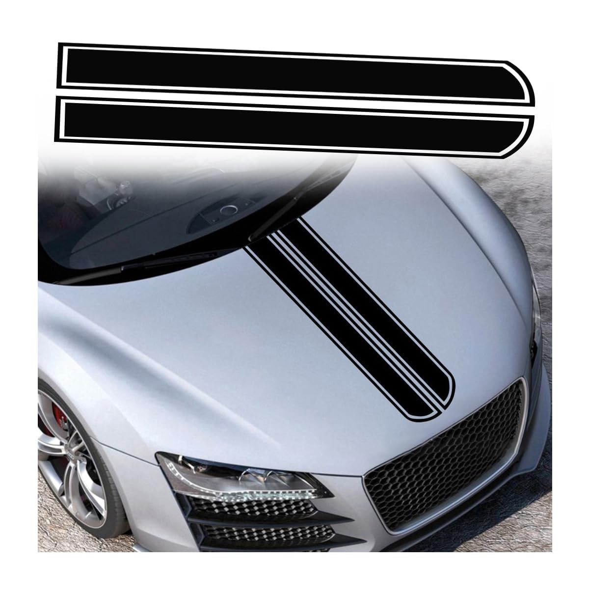 DGBF3 1 set car bonnet stripes decal for DS Automobiles DS7 Crossback I 2018-2022, hood racing vinyl sticker waterproof matte black exterior body styling vinyl graphics